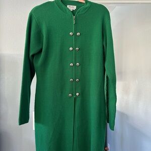 Spiegel Green Long Sleeve Dress with Silver Buttons